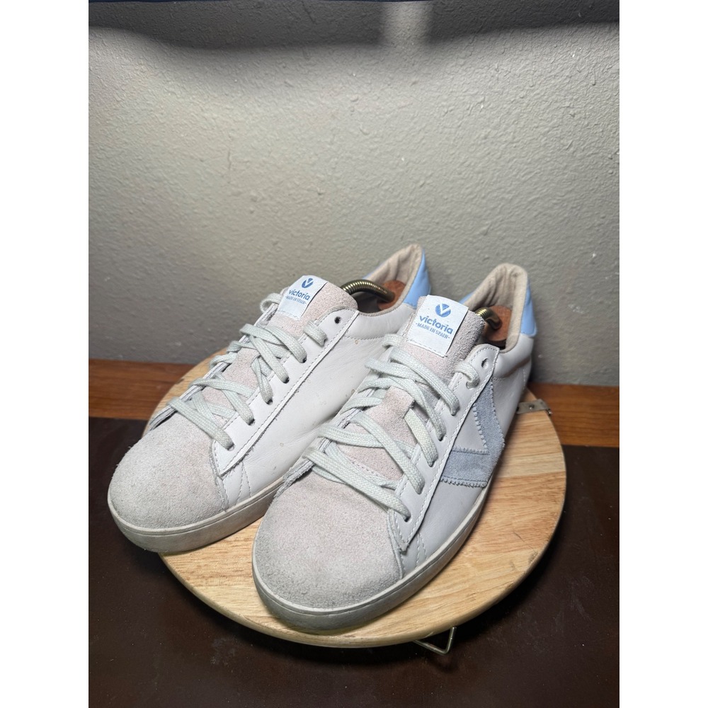 Victoria Made In Spain White Leather Suede Low Top‎ Casual Sneakers size 41
